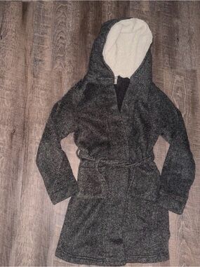 Kids Hooded Robe - Gray with White Lining